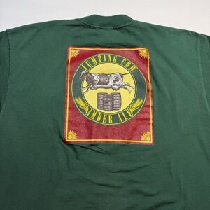 Vintage Trader Joes Jumping Cow Amber Ale Shirt Mens XL Green Pocket 90s Beer